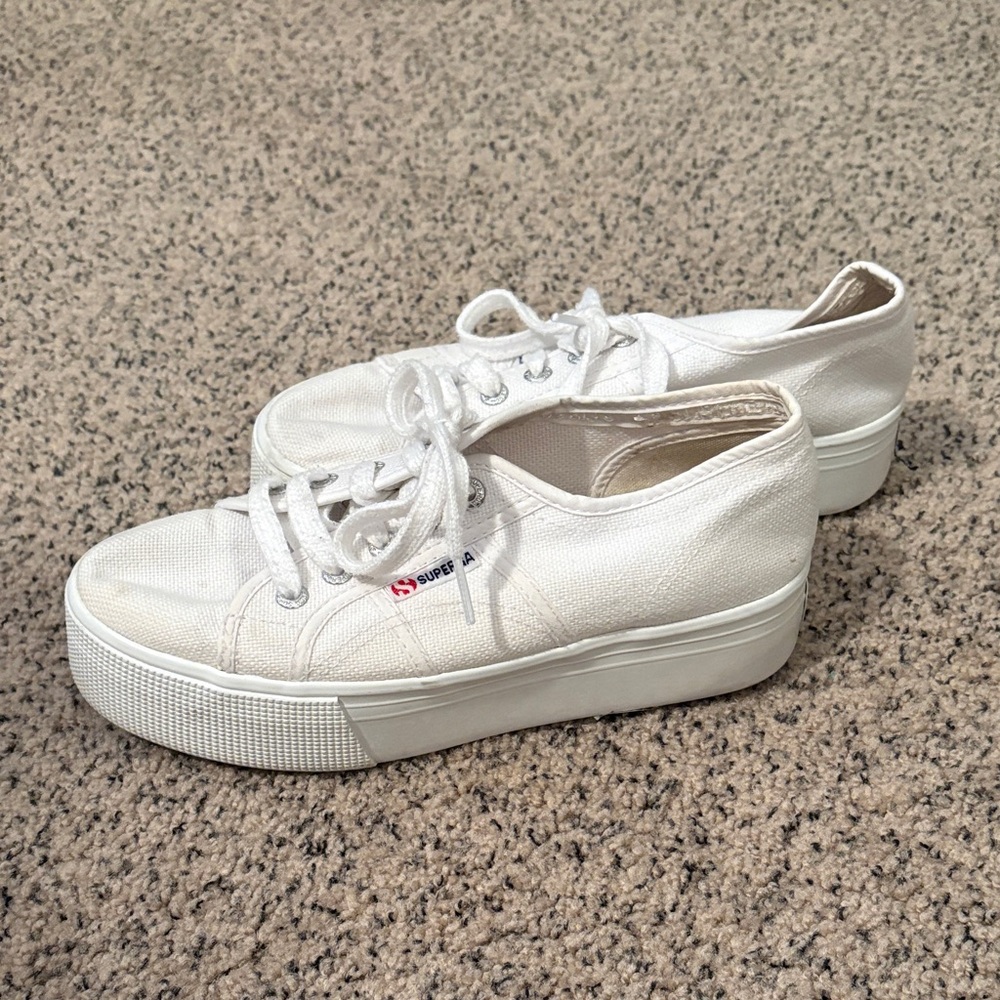 Superga Women's Classic White Platform Sneakers